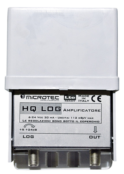Ampl. da palo 1 ingr. log. regolabile 5÷24dB, connett. F, mod. HQ LOG - LTE READY Ampl. da palo 1 ingr. log. regolabile 5÷24dB, connett. F, mod. HQ LOG - LTE READY