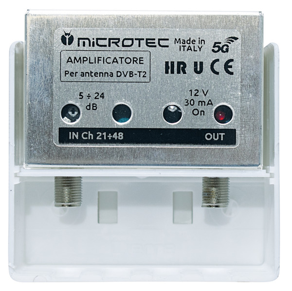 Ampl. da palo, 1 ingr. UHF regolabile 5÷24 dB, connett. F, mod. HR U - 5G LTE READY Ampl. da palo, 1 ingr. UHF regolabile 5÷24 dB, connett. F, mod. HR U - 5G LTE READY