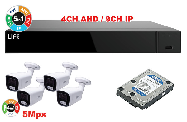 KIT XVR 4CH + HDD1TB + 4 Telecamere 5Mpx 1/3" CMOS (75.AHD7004V2+82.HDD1000S+75.AS80237U3Wx4)%%%_substitutiveMessage_%%%75.AHD7004KH45