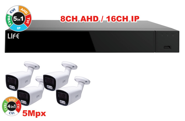 KIT XVR 8CH + 4 Telecamere 5Mpx 1/3" CMOS (75.AHD7008V6+75.AS80237U3Wx4) KIT XVR 8CH + 4 Telecamere 5Mpx 1/3" CMOS (75.AHD7008V6+75.AS80237U3Wx4)