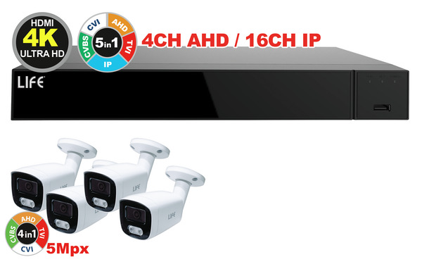 KIT XVR 4CH + 4Telecamere 5Mpx 1/2.5" CMOS (75.AHD7104V6+75.AS80237U3Wx4) KIT XVR 4CH + 4Telecamere 5Mpx 1/2.5" CMOS (75.AHD7104V6+75.AS80237U3Wx4)