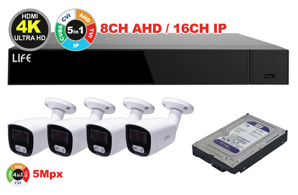 KIT XVR 8CH + HDD1TB Purple + 4Telecamere 5Mpx 1/3" CMOS (75.AHD7108V2+82.HDP1000+75.AS80237U3Wx4) KIT XVR 8CH + HDD1TB Purple + 4Telecamere 5Mpx 1/3" CMOS (75.AHD7108V2+82.HDP1000+75.AS80237U3Wx4)