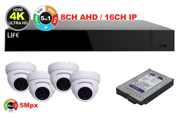 KIT XVR 8CH + HDD1TB Purple + 4Telecamere 5Mpx 1/2.5" CMOS (75.AHD7108V2+82.HDP1000+75.AS50227U3Wx4) KIT XVR 8CH + HDD1TB Purple + 4Telecamere 5Mpx 1/2.5" CMOS (75.AHD7108V2+82.HDP1000+75.AS50227U3Wx4)