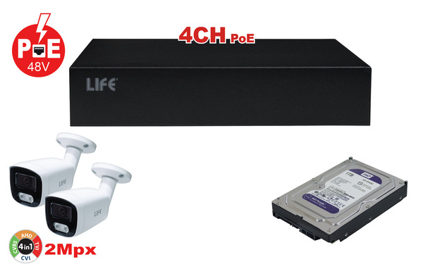 KIT NVR 4 POE 9CH 8Mpx+2 Telec. 2MPX 3.6mm+HDD S-ATA 1T WD KIT NVR 4 POE 9CH 8Mpx+2 Telec. 2MPX 3.6mm+HDD S-ATA 1T WD