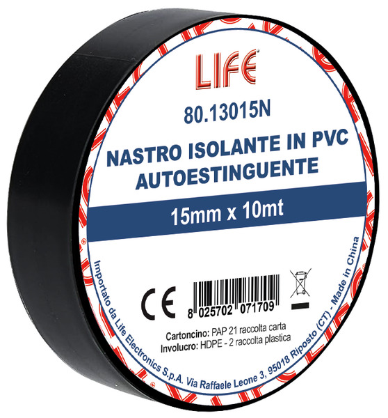 Nastro Isolante 0,13x15mm 10m NERO Made in PRC