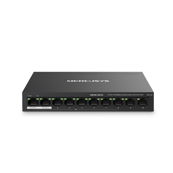 SWITCH PoE 10 Porte MS110P 10/100Mbps (8 Porte POE 65W max+2 Porte Uplink), MERCUSYS SWITCH PoE 10 Porte MS110P 10/100Mbps (8 Porte POE 65W max+2 Porte Uplink), MERCUSYS