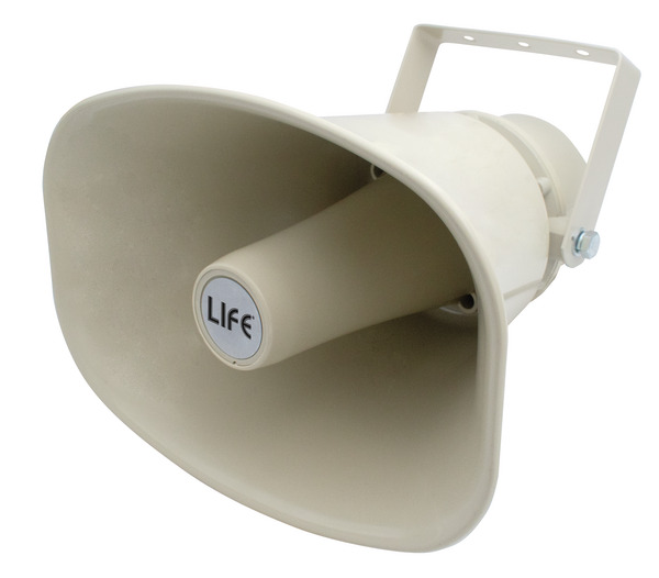 Diffusore sonoro a Tromba, IP66, 30W, 8Ohm, con trasformatore 70/100V, colore Avorio